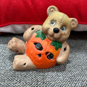 Vintage Pumpkin Bear Candle holders